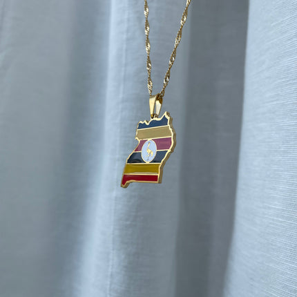 Uganda Flag Map Necklace 🇺🇬