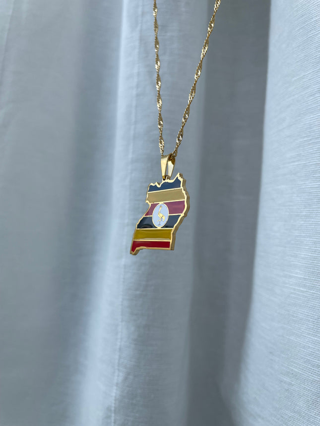 Uganda Flag Map Necklace 🇺🇬