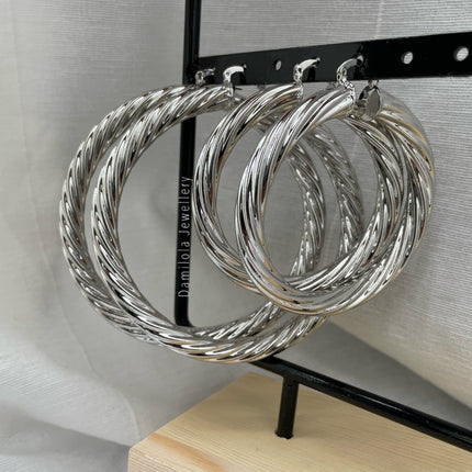 ‘Maya’ Big Gold Chunky Twisted Hoops - Gold/Silver