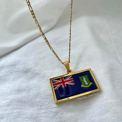 British Virgin Islands Flag Necklace 🇻🇬 gold