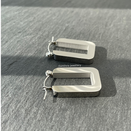 ‘Riri’ Rectangle Hoops - Silver/Gold