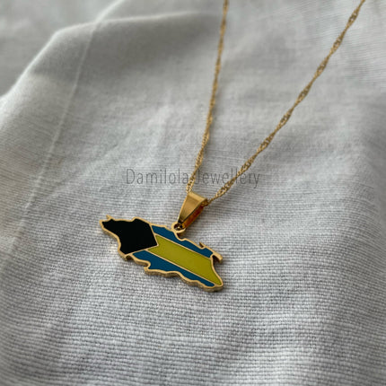 The Bahamas Flag Necklace 🇧🇸 gold