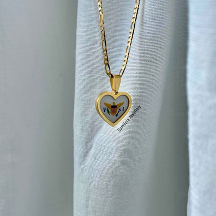 US Virgin Islands Flag Necklace🇻🇮 (4 Styles) gold - silver