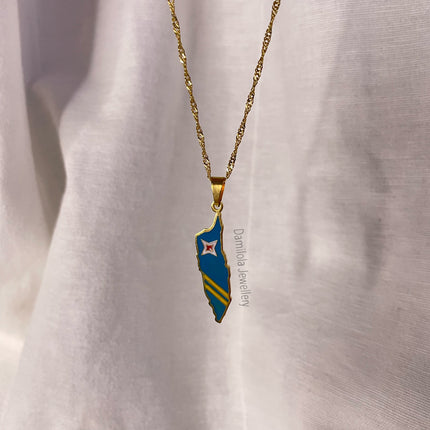 Aruba Flag Necklace 🇦🇼 gold