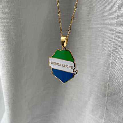 Sierra Leone Flag Necklace🇸🇱 gold