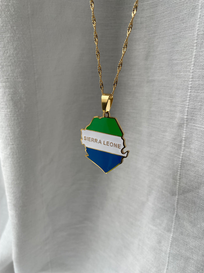 Sierra Leone Flag Necklace🇸🇱 gold