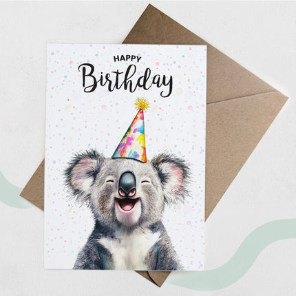 Birthday Card For Him or Her Of A Koala Illustration For Him or Her Birthday Gift