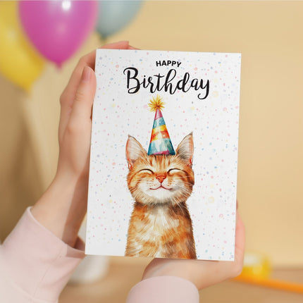 Birthday Card For Him or Her Of A Ginger Cat Illustration For Him or Her Birthday Gift