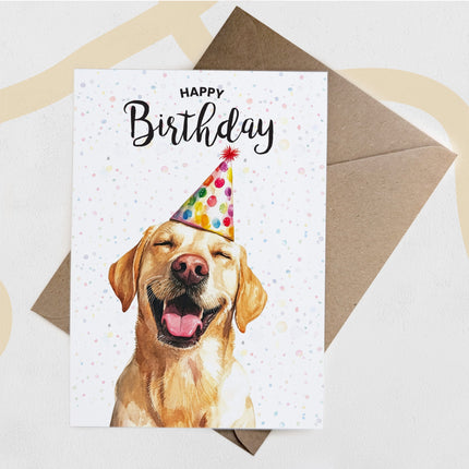 Birthday Card For Him or Her Of A Golden Labrador Dog Illustration For Him or Her Birthday Gift