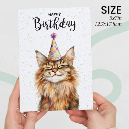Birthday Card For Him or Her Of A Maine Coon Illustration For Him or Her Birthday Gift