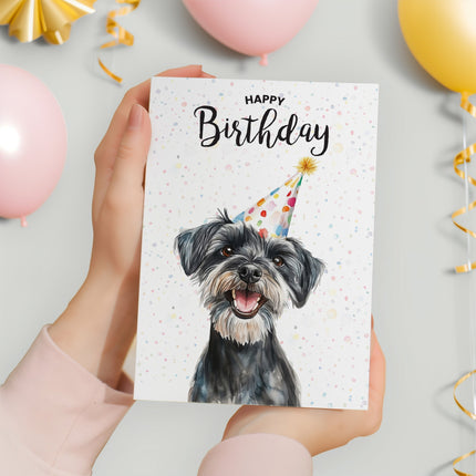 Birthday Card For Him or Her Of A Schnauzer Dog Illustration For Him or Her Birthday Gift
