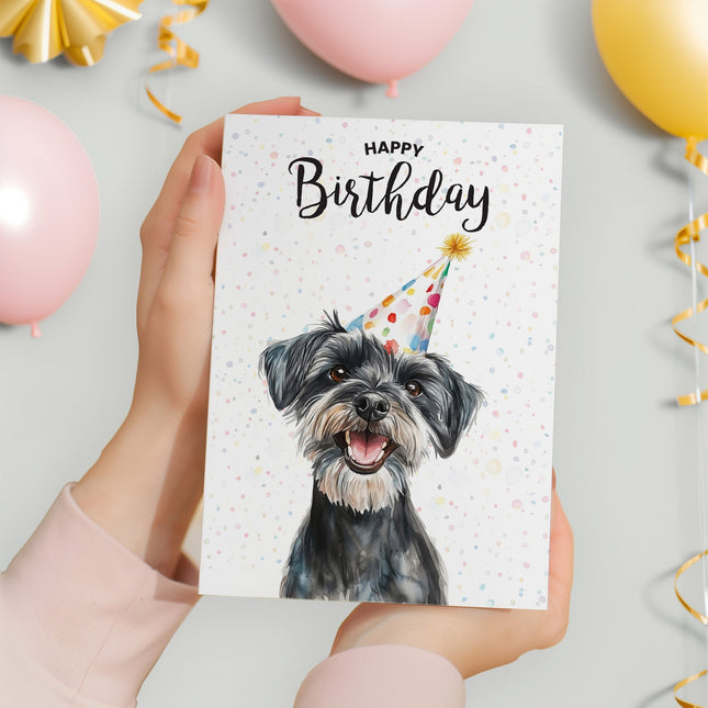 Birthday Card For Him or Her Of A Schnauzer Dog Illustration For Him or Her Birthday Gift