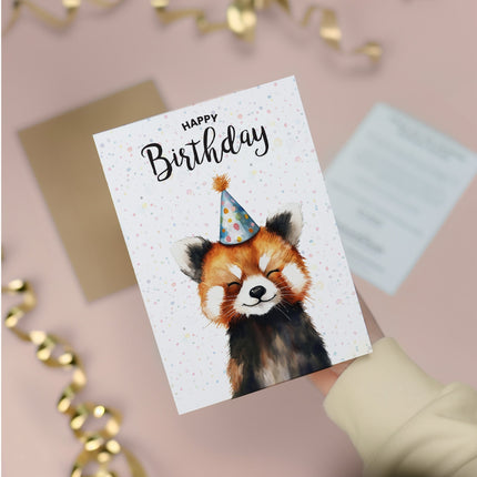 Birthday Card For Him or Her Of A Red Panda Illustration For Him or Her Birthday Gift