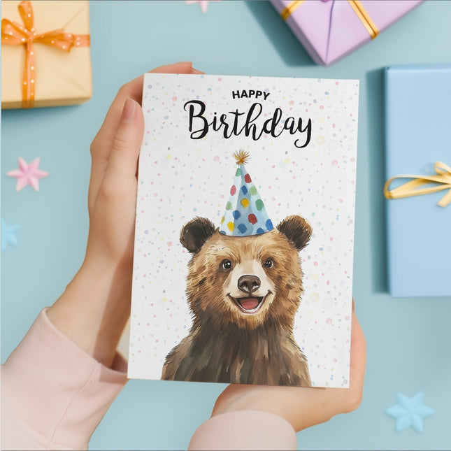 Birthday Card For Him or Her Of A Bear Illustration For Him or Her Birthday Gift
