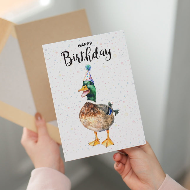 Birthday Card For Him or Her Of A Duck Illustration For Him or Her Birthday Gift