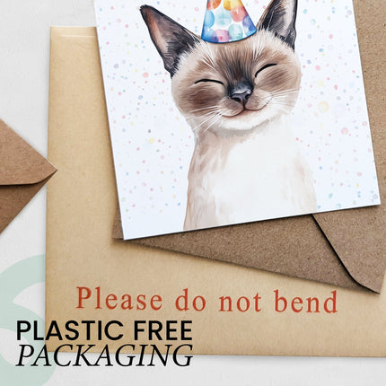 Birthday Card For Him or Her Of A Siamese Cat Illustration For Him or Her Birthday Gift