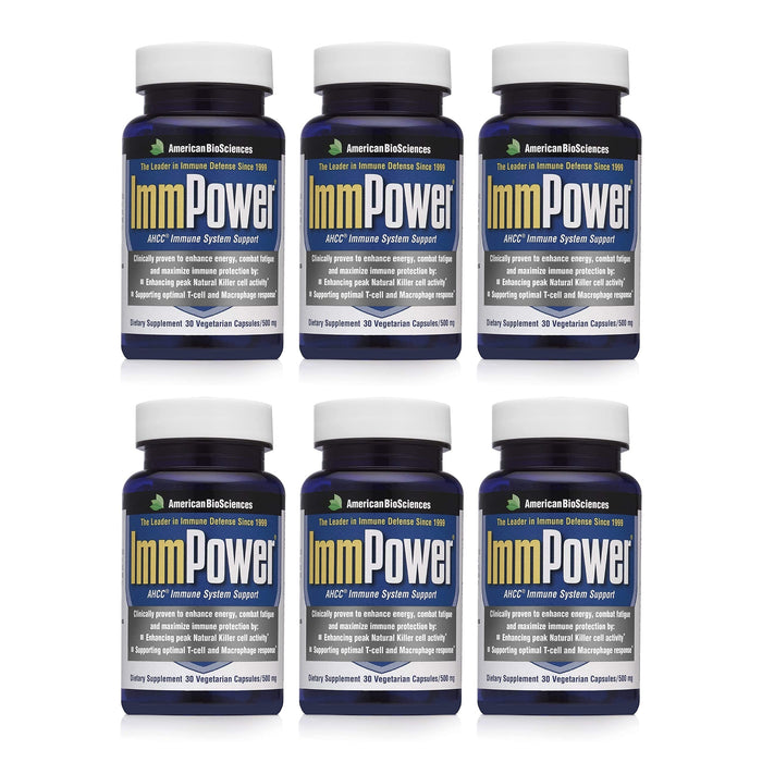 American BioSciences ImmPower AHCC 6-Pack – Enhanced Immune Support, 500 mg per Capsule, 30 Vegetarian Capsules