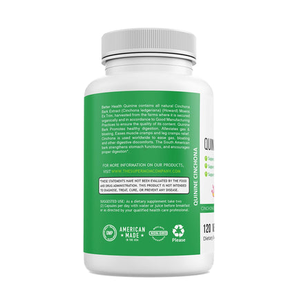 Quinine Cinchona Bark Extract – 500 mg Herbal Supplement for Digestive, Immune & Muscle Support (120 Caps)