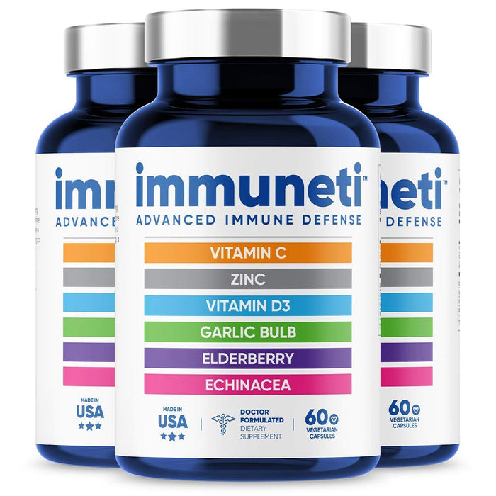 Immuneti 6-in-1 Immune Defense | Vitamin C, D3, Zinc, Elderberry, Garlic, Echinacea | 3 Pack