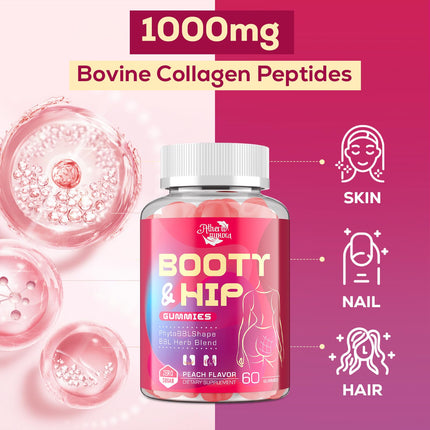 Booty Gummies for Women - BBL Gummies with Collagen & Herbal Blend | Peach Flavor