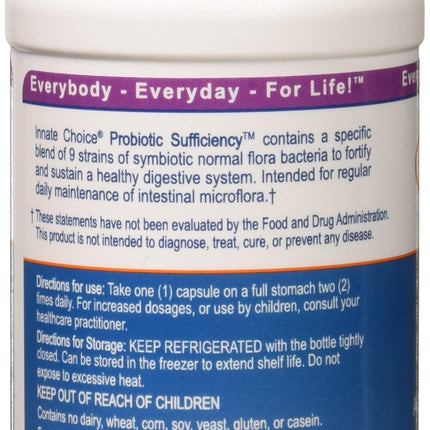 Innate Choice Probiotic Sufficiency – 60 Vegetarian Capsules for Digestive Balance