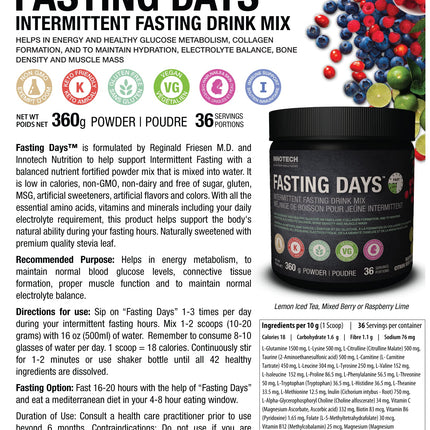 INNOTECH Nutrition Fasting Days Lemon Iced Tea Drink Mix – Intermittent Fasting (360 g) | 42 Ingredients