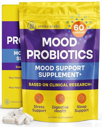 InnovixLabs Mood Probiotic – Clinically Studied Digestive & Mood Support, 60 Capsules