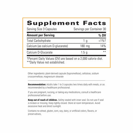 Integrative Therapeutics Calcium D-Glucarate – Detox Support & Estrogen Metabolism – Gluten & Dairy Free