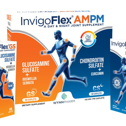 INVIGOFLEX AMPM – Glucosamine & Chondroitin, Turmeric Curcumin, Boswellia | 24-Hour Joint Support