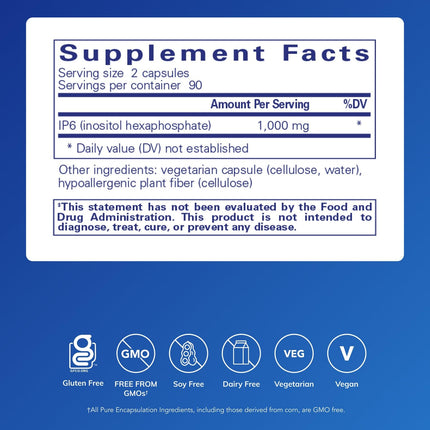 Pure Encapsulations IP6 (Inositol Hexaphosphate) | Hypoallergenic Antioxidant Support for Breast, Colon and Liver Cell Health | 180 Capsules