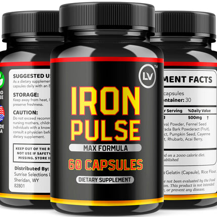 (2 Pack) IronPulse Capsules – Max Formula & Support Pills | 120 Capsules