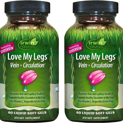 Irwin Naturals Love My Legs - 60 Soft-Gels (Pack of 2) for Leg Vein Health & Circulation