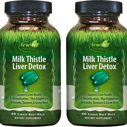 Irwin Naturals Milk Thistle Liver Detox – 60 Liquid Soft-Gels (Pack of 2) for Liver Health