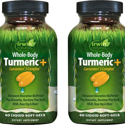 Irwin Naturals Whole Body Turmeric + Curcumin C3 Complex – 60 Liquid Soft-Gels (Pack of 2)