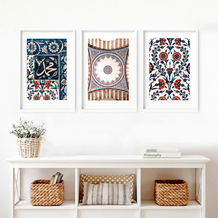 Islamic mosaic wall art | set of 3 pictures for hallway