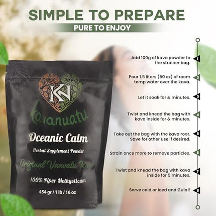 KAVANUATU Noble Kava Powder – Organic, Vegan, Non-GMO (8oz)