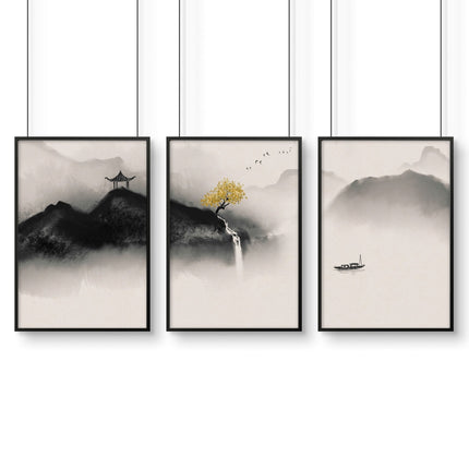 Japandi Art | set of 3 Bedroom wall art
