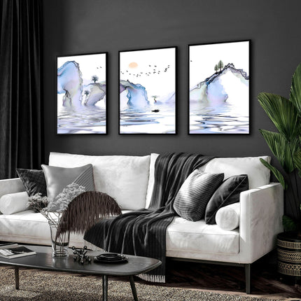 Japanese wall mural | set of 3 framed wall art