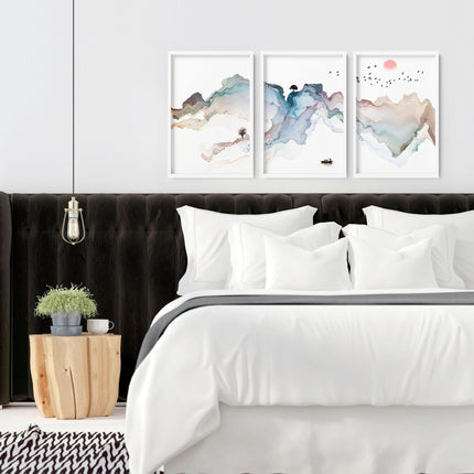 Bedroom Wall Art | Japanese Set of 3 Framed Prints
