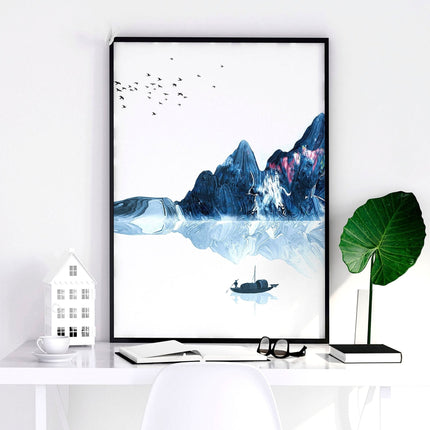 Framed wall art for living room | set of 3 Japanese wall art prints