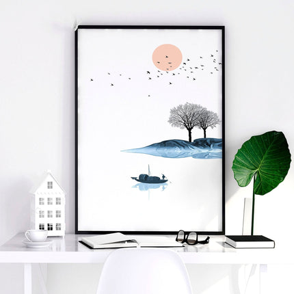 Framed wall art for living room | set of 3 Japanese wall art prints