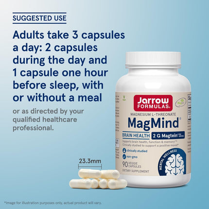 Jarrow Formulas MagMind with Magtein – 90 Capsules | Brain Health & Memory Support (30 Servings)