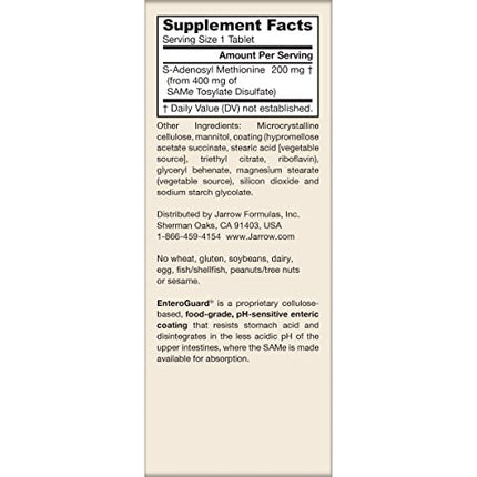 Jarrow SAMe 200 mg – 60 Tablets | Highest Active S,S Form, Joint Health, Mood & Liver Support