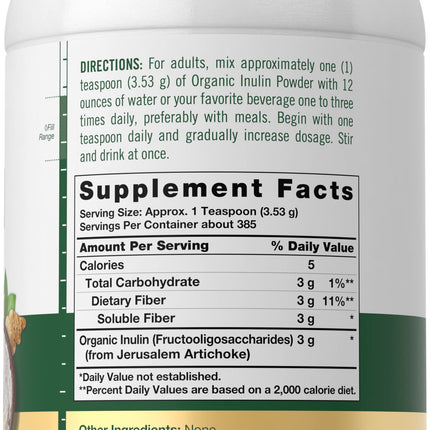 Carlyle Organic Inulin Powder 48oz | Prebiotic Fiber from Jerusalem Artichoke | Vegan & Non-GMO