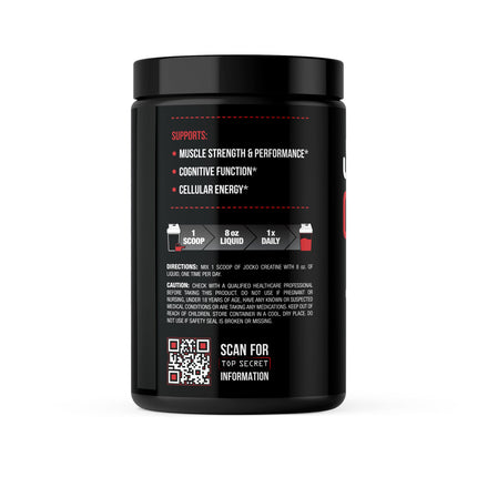 Jocko Fuel Creatine Monohydrate Powder – 90 Servings, 16 oz Jar, Unflavored