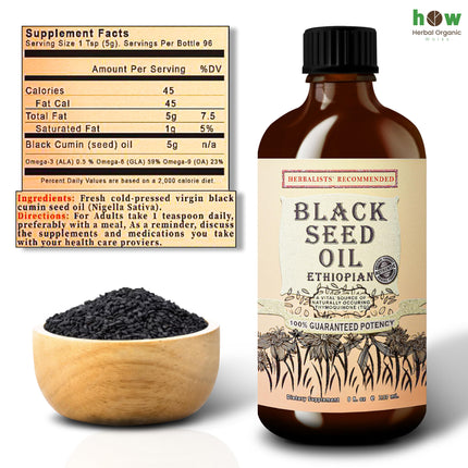 Black Seed Oil 8 oz – Cold Pressed Ethiopian Nigella Sativa (3X Thymoquinone) in Glass