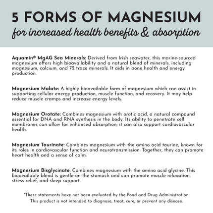 Just Ingredients Magnesium Complex – Five Bioavailable Forms for Relaxation, Sleep & Mood Support | 60 Capsules