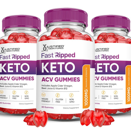 Justified Laboratories Keto Rush ACV Gummies 3 Pack – 180 Gummies, 1000mg ACV, Vegan & Non-GMO