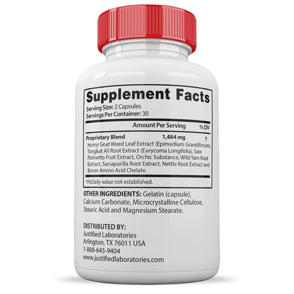 Justified Laboratories Vital Grow XL Pills 1484MG – Men's Health – 60 Capsules