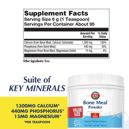 KAL Bone Meal Powder – Sterilized Calcium, Phosphorus & Magnesium (20oz)